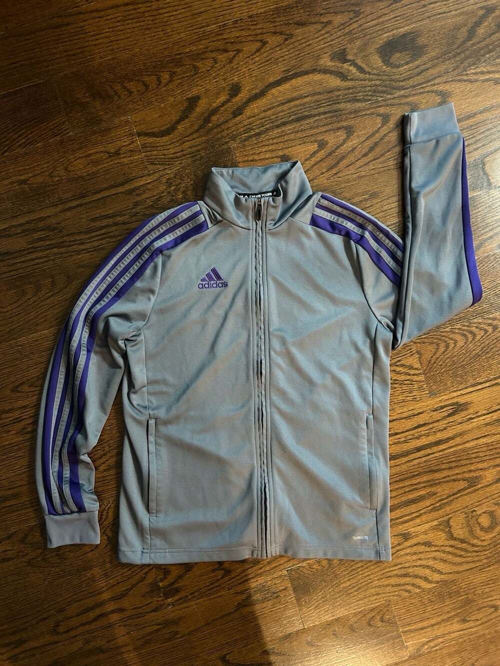 Adidas Create Yours Climalite Track Jacket Grey Purple